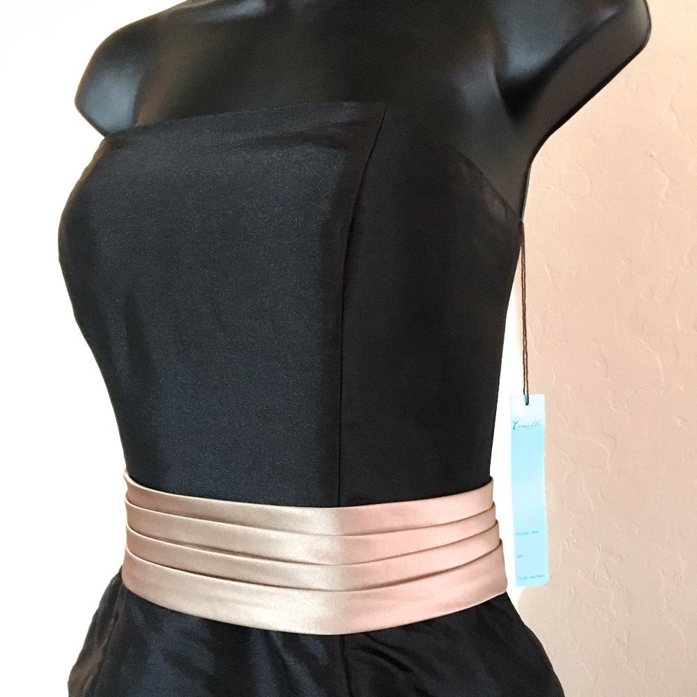 Camille La Vie Formal Evening Party Prom Pageant Dress Long Strapless Black 2 - Picture 2 of 11